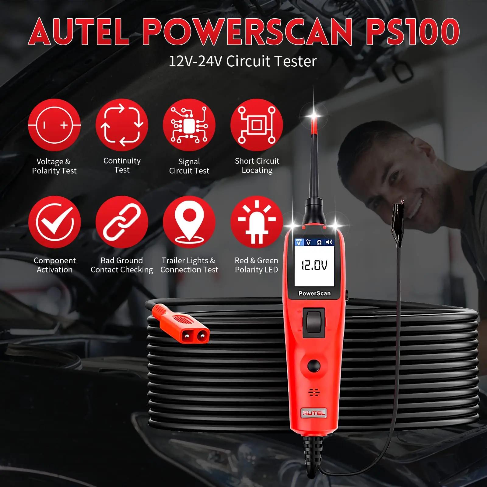 Autel Power Scan PS100  ȸ κ ŰƮ, 12V 24V AC DC   ڵ ȸ ׽, ڵ  ׽Ʈ 